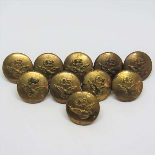 Lot of 10 WW2 Rhodesia Air Force mid-size uniform buttons
