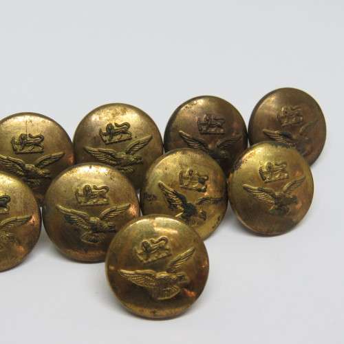 Lot of 10 WW2 Rhodesia Air Force mid-size uniform buttons
