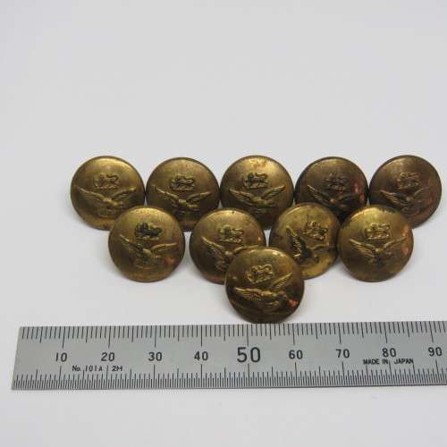 Lot of 10 WW2 Rhodesia Air Force mid-size uniform buttons