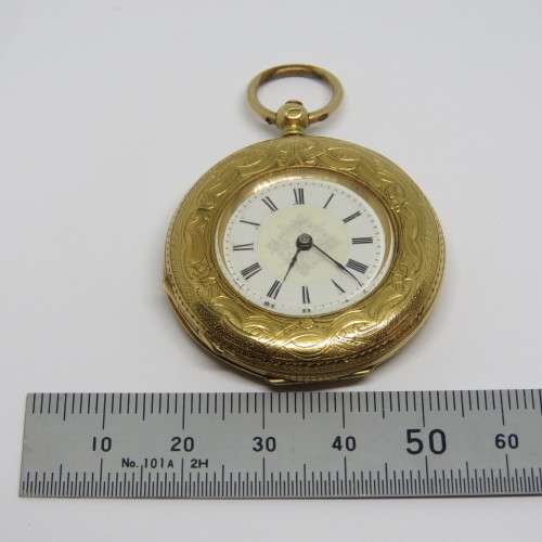 Antique 18kt Gold pocketwatch with small dial - Working - No key