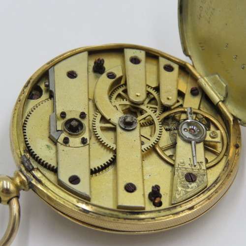 Antique 18kt Gold pocketwatch with small dial - Working - No key