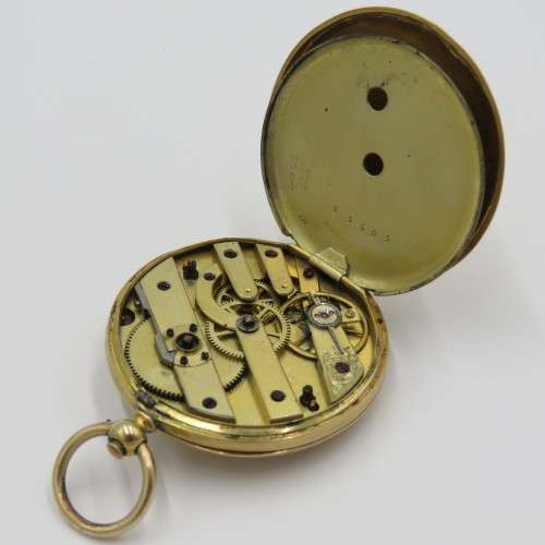 Antique 18kt Gold pocketwatch with small dial - Working - No key