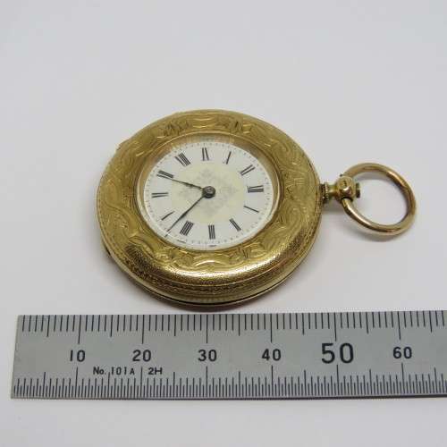 Antique 18kt Gold pocketwatch with small dial - Working - No key