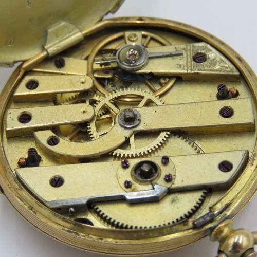 Antique 18kt Gold pocketwatch with small dial - Working - No key