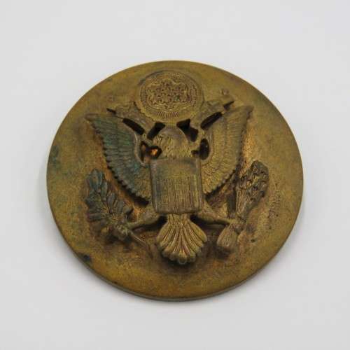 US Army brass round eagle cap badge