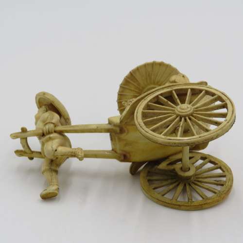 Vintage Japanese Celluloid Geisha girl rickshaw figurine