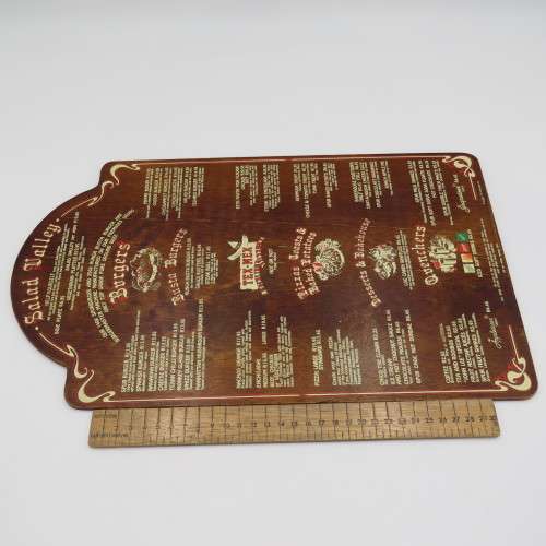 Vintage Colorado Spur Kathu wooden menu - Spur Burger R11,95