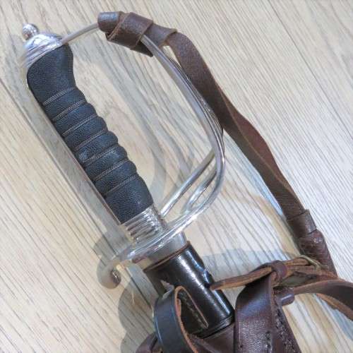 Old South African Ceremonial Officer`s dress sword with Sam Browne leather belt - GMS Solingen