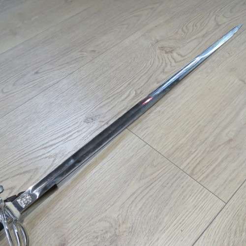 Old South African Ceremonial Officer`s dress sword with Sam Browne leather belt - GMS Solingen