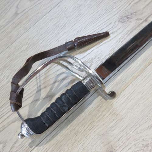 Old South African Ceremonial Officer`s dress sword with Sam Browne leather belt - GMS Solingen