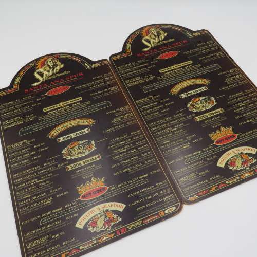 Lot of 6 vintage wooden spur menus for placemats