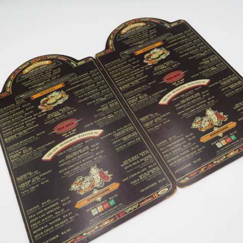 Lot of 6 vintage wooden spur menus for placemats