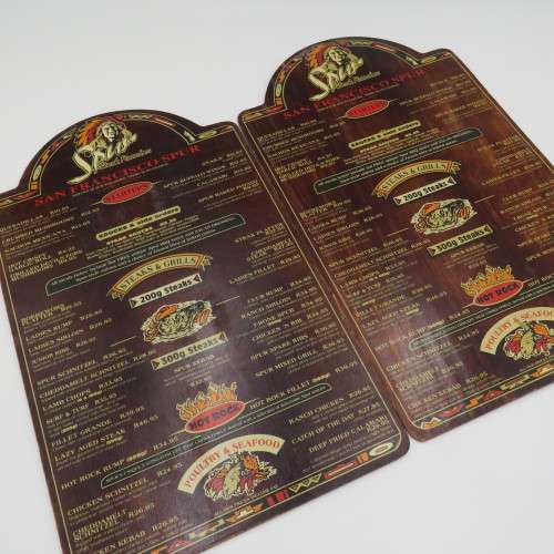 Lot of 6 vintage wooden spur menus for placemats