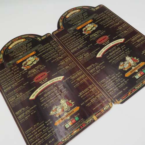 Lot of 6 vintage wooden spur menus for placemats