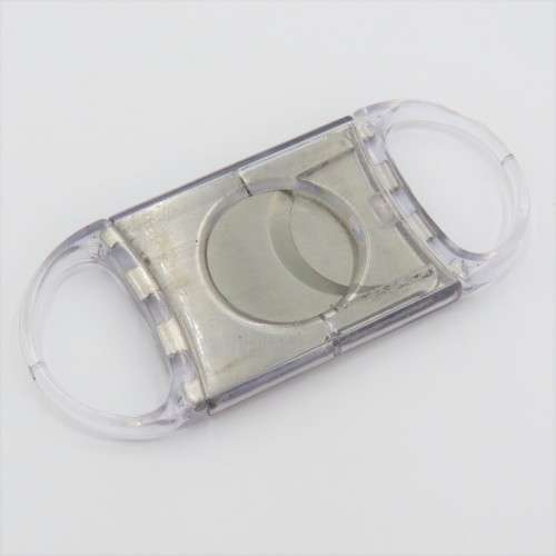Plastic and metal cigar cutter