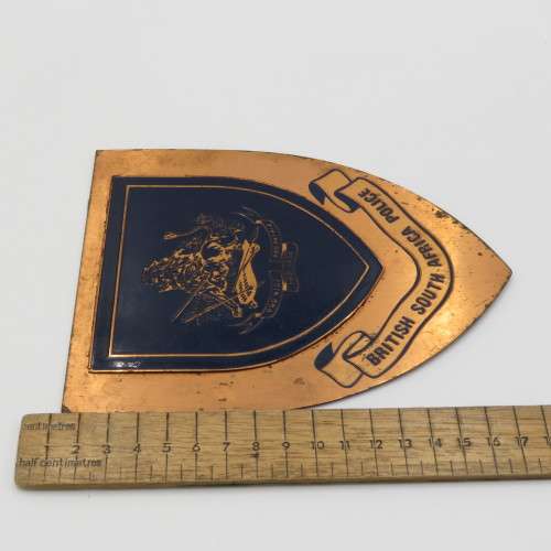 British South Africa Police copper plaque