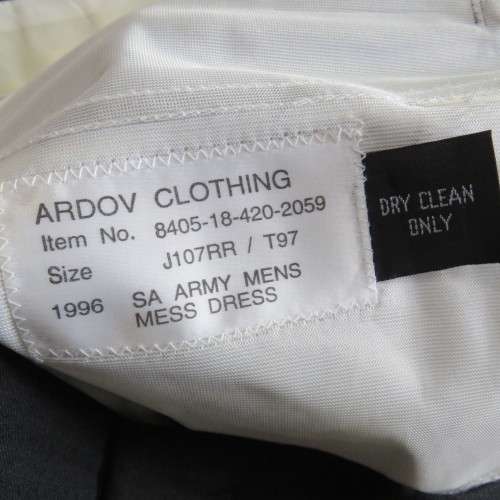 SANDF mess dress uniform - Tunic, Trousers, Waistcoat - Personnel services Corps - Sizes below