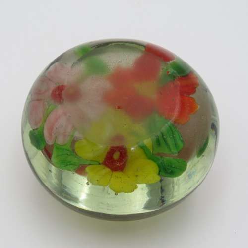 Vintage Handmade glass flower paperweight