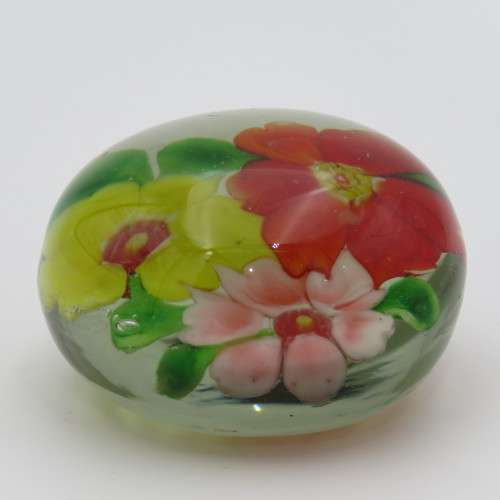 Vintage Handmade glass flower paperweight