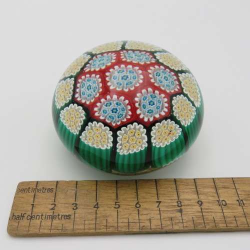 Beautiful handmade glass millefiori paperweight