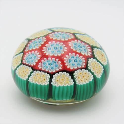 Beautiful handmade glass millefiori paperweight
