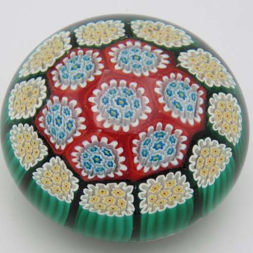 Beautiful handmade glass millefiori paperweight