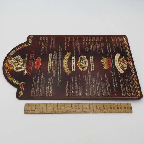 Vintage Apache Spur Cape Town wooden menu