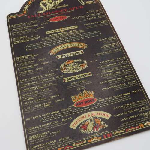Vintage Tallahassee Spur Somerset mall wooden menu