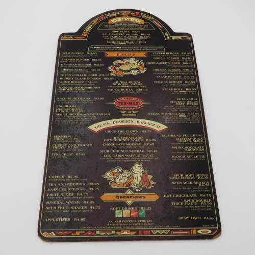 Vintage Tallahassee Spur Somerset mall wooden menu