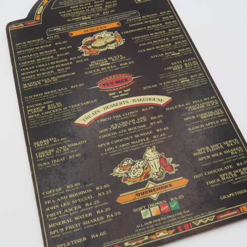 Vintage Tallahassee Spur Somerset mall wooden menu