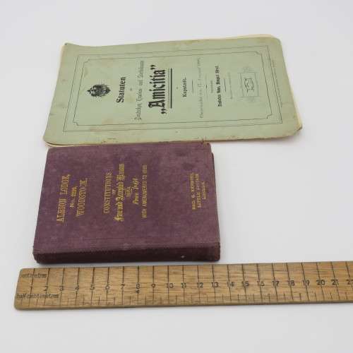 Lot of Free Masons apron and sash with booklets of Bro. Schlimper