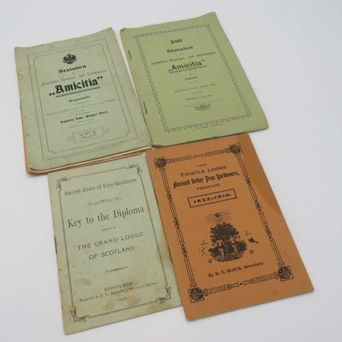 Lot of Free Masons apron and sash with booklets of Bro. Schlimper