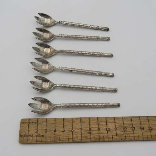Lot of 6 vintage silverplated spoon forks (Sporks)