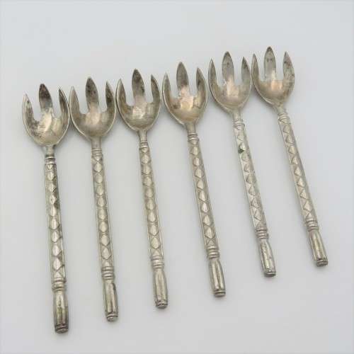 Lot of 6 vintage silverplated spoon forks (Sporks)