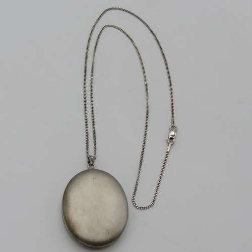 Sterling silver necklace with nickel plated locket - Length 45 cm