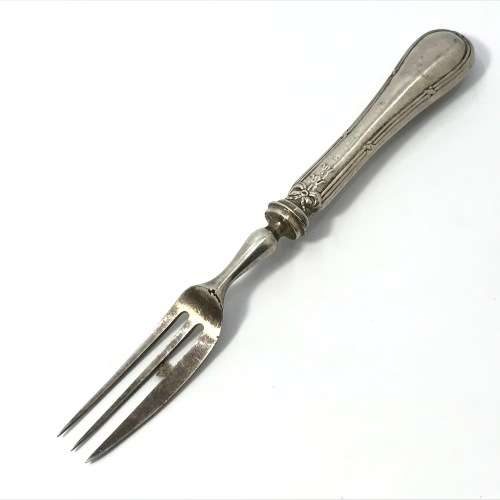 Beautiful fruit fork with British hallmarked silver handle