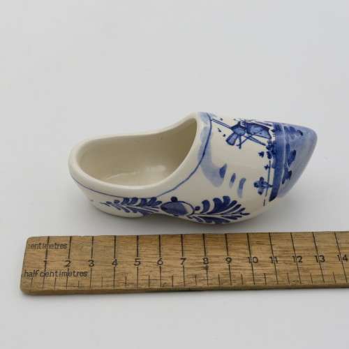 Vintage Blue and White Delft handpainted clog shoe