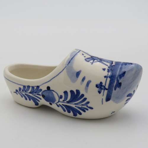 Vintage Blue and White Delft handpainted clog shoe