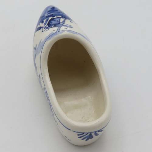 Vintage Blue and White Delft handpainted clog shoe