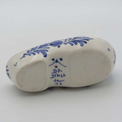 Vintage Blue and White Delft handpainted clog shoe