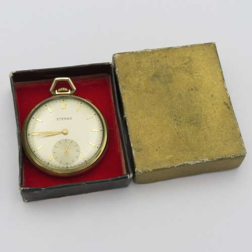 Vintage Eterna pocket watch - 1950`s 14kt rolled gold - Working