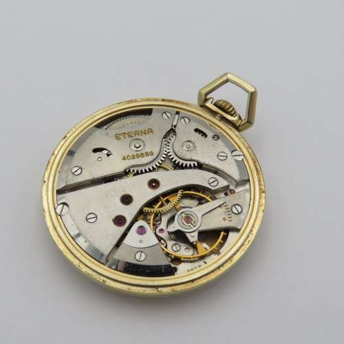 Vintage Eterna pocket watch - 1950`s 14kt rolled gold - Working