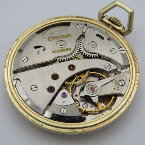 Vintage Eterna pocket watch - 1950`s 14kt rolled gold - Working