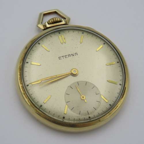 Vintage Eterna pocket watch - 1950`s 14kt rolled gold - Working