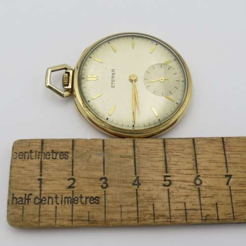 Vintage Eterna pocket watch - 1950`s 14kt rolled gold - Working