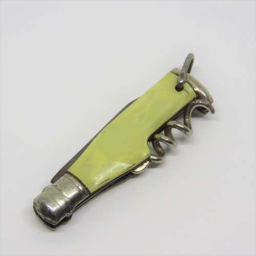Vintage Richards bottle shaped corkscrew pocket knife keychain - Corkscrew loose