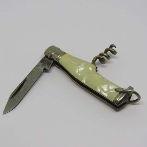 Vintage Richards bottle shaped corkscrew pocket knife keychain