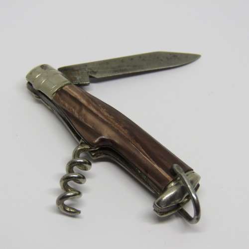 Vintage Richards bottle shaped corkscrew pocket knife keychain