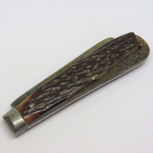 Antique IXL George Wostenholm folding pocket knife - Blade well used - Handle damaged