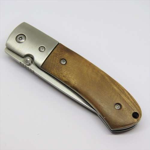 DOW folding pocket knife with wooden handle
